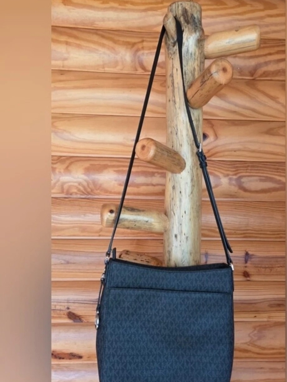 Michael Kors Black and Dark Gray Signature Crossbody Bag